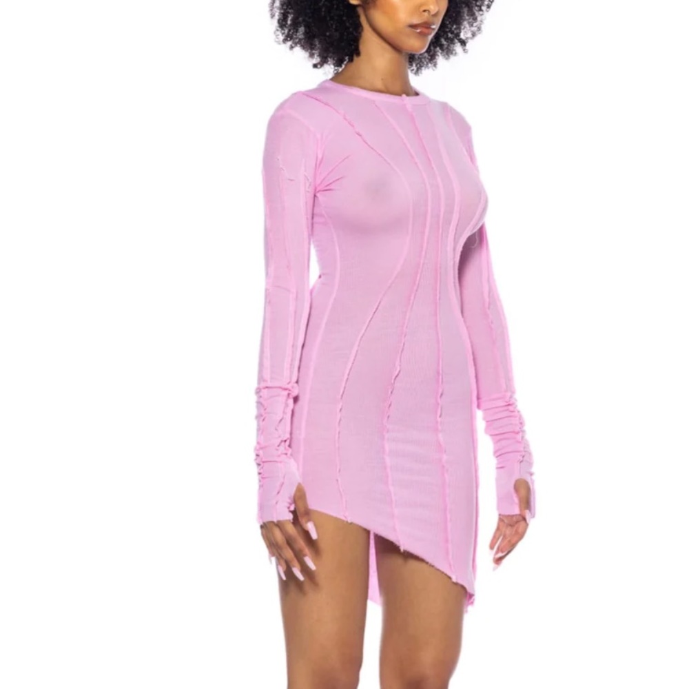 SAMI MIRO PINK LONG SLEEVE MINI DRESS